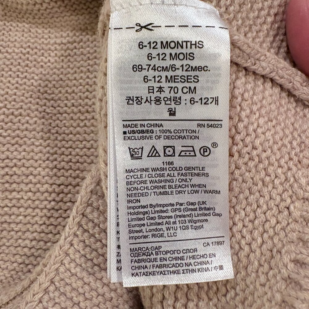 Baby Gap Reindeer Sweater Beige Tan Knit Button Christmas Holiday - Picture 4 of 5